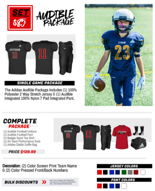 Audible Single Game Football Uniform Package