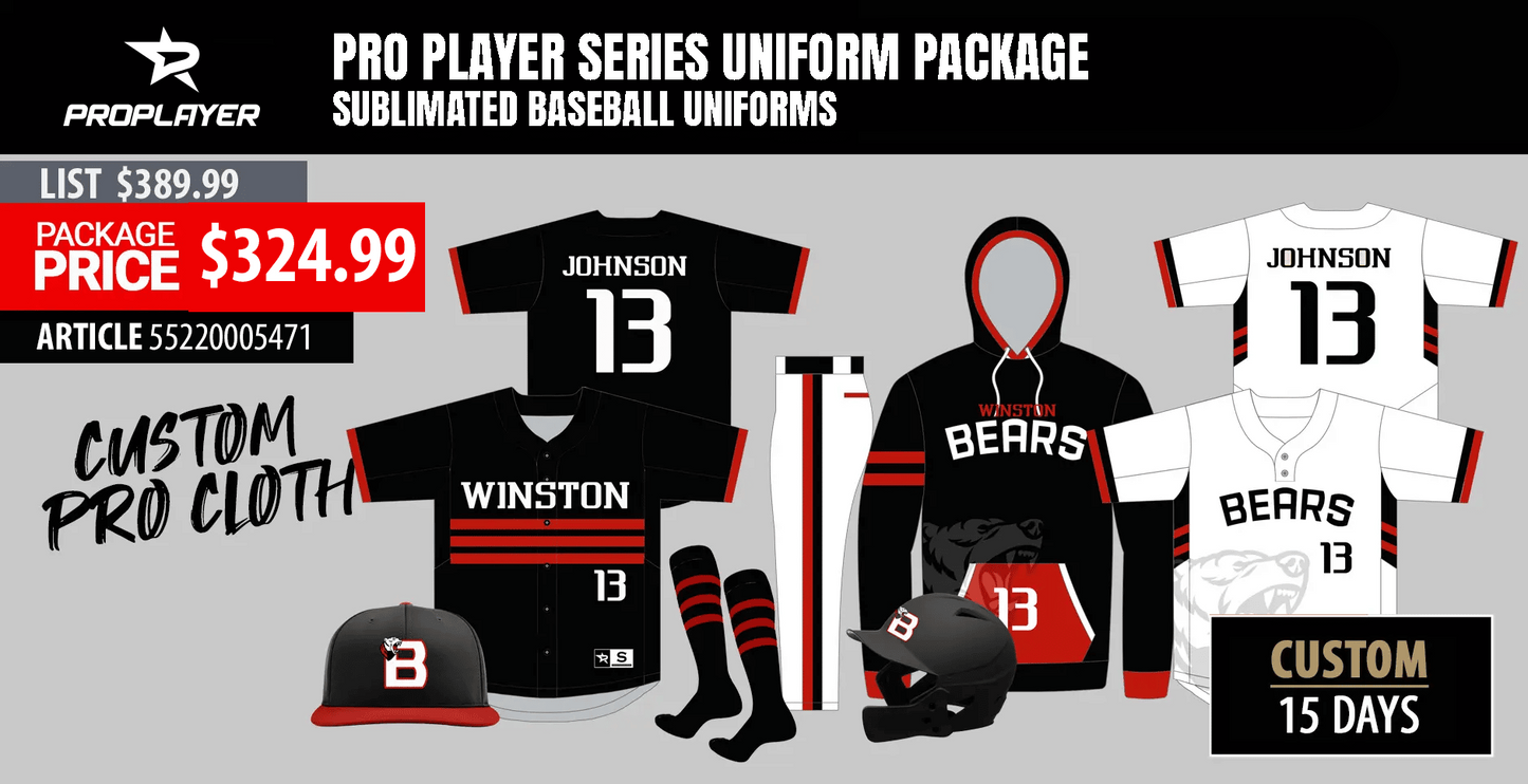 PRO PLAYER SUBLIMATED FULL BUTTON SERIES PACKAGE