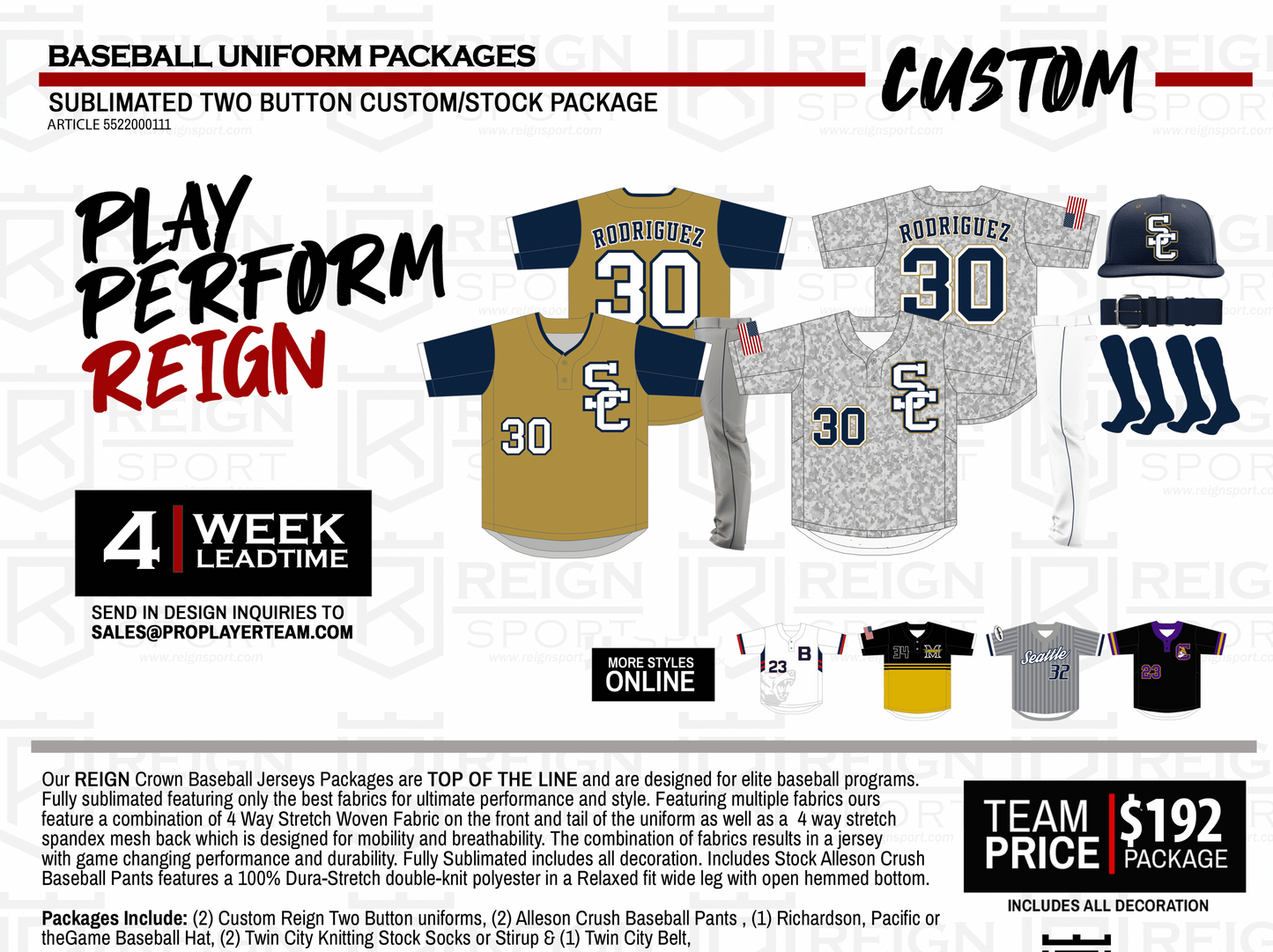 REIGN CROWN SERIES 2 BUTTON CUSTOM/STOCK SET