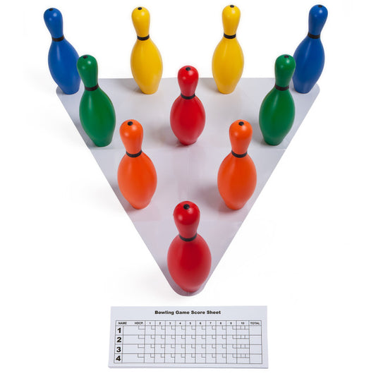 Multi-Color Plastic Bowling Pin Set
