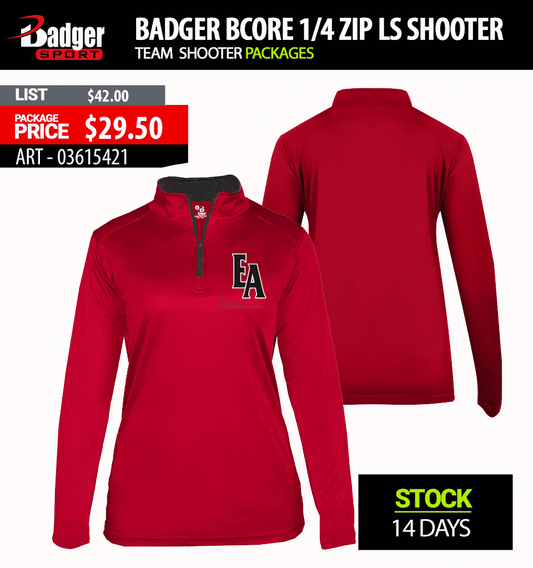 BADGER BCORE 1/4 ZIP LS SHOOTER
