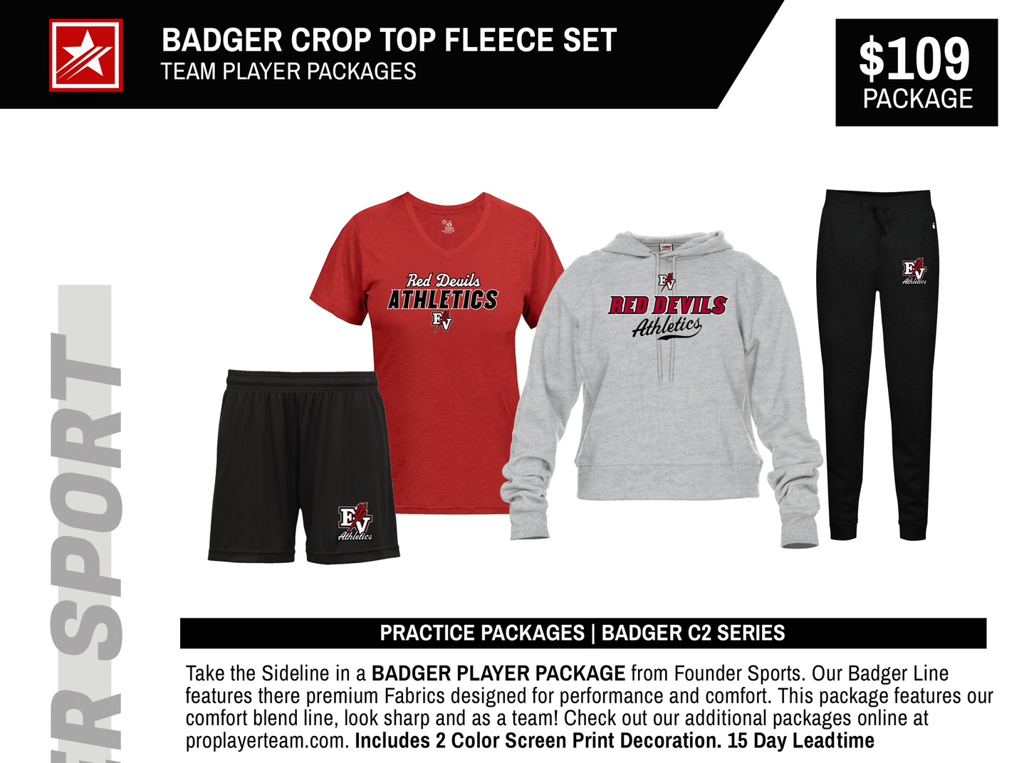 BADGER SPORT CROP TOP FLEECE SET