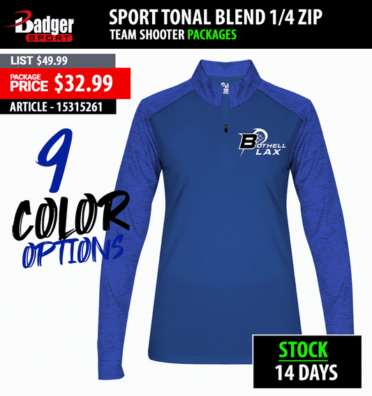BADGER SPORT TONAL BLEND 1/4 ZIP