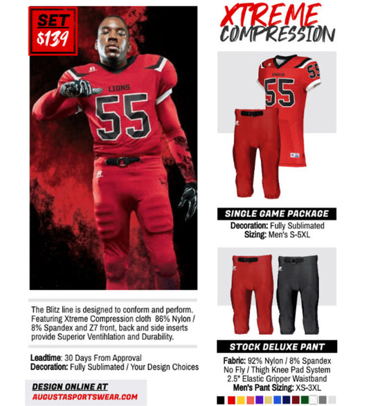 Blitz Cutback Compression Custom Football Uniform Package