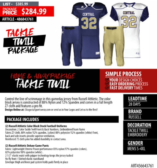 Color Block S57 Home & Away Jersey Stock Twill Uniform Package