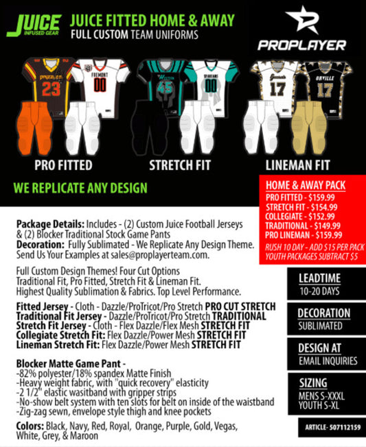 Full Custom Home & Away Football Team Uniform Package