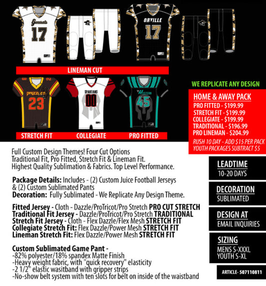 Full Custom Home & Away Uniform Package
