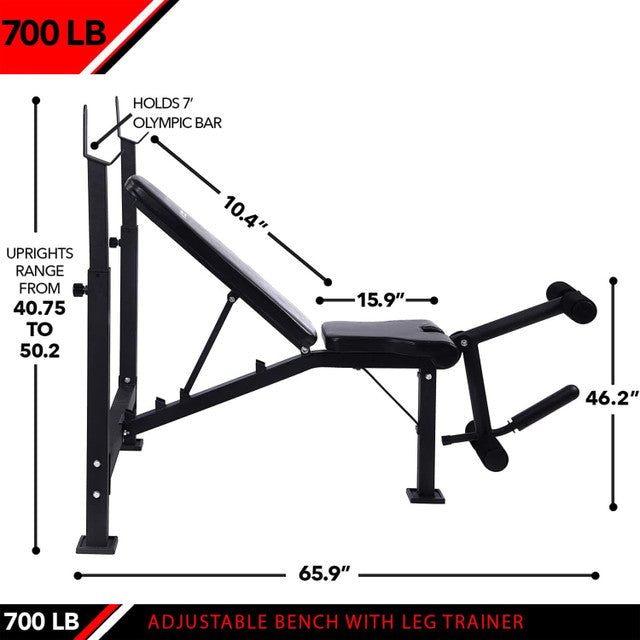 OLYMPIC WEIGHT BENCH, W/ LEG DEVELOPER