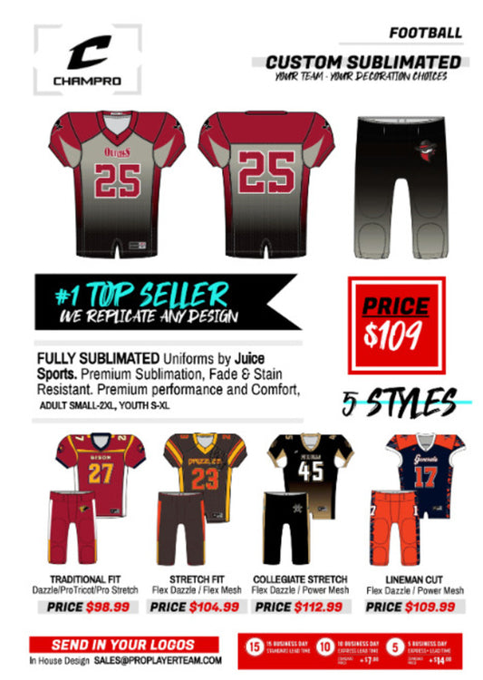 Juice Collegiate Stretch Fit Custom Football Package