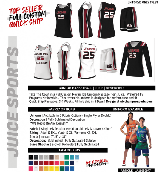 Juice Custom Reversible Uniform Packages