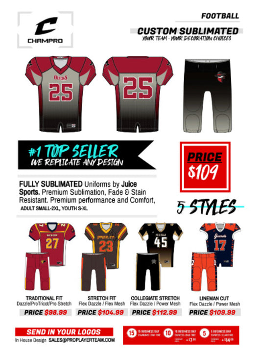 Juice Traditional Cut Custom Football Package