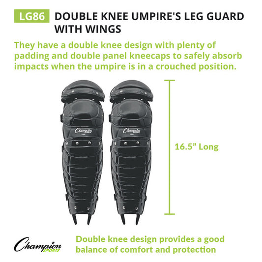 DOUBLE KNEE UMPIRE LEG GUARDS WITH WINGS