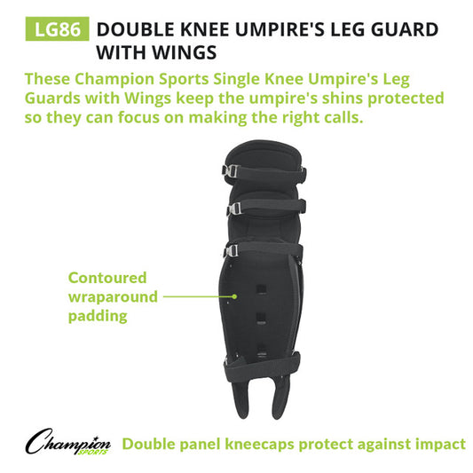 DOUBLE KNEE UMPIRE LEG GUARDS WITH WINGS