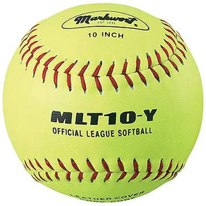 Markwort Leather Softball 10 Yellow W/Red Stitching