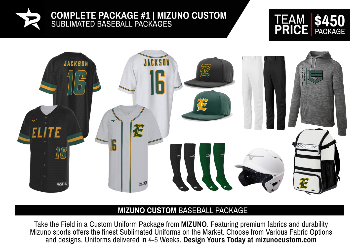 MIZUNO CUSTOM SUBLIMATED COMPLETE PACKAGE #1