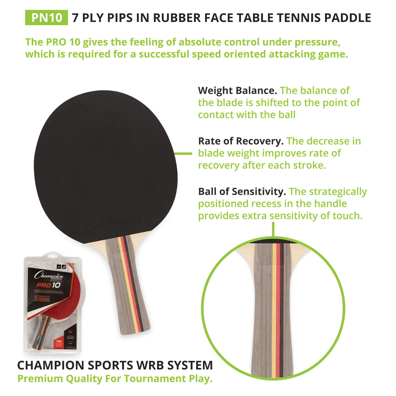 7 Ply Pips In Rubber Face Table Tennis Paddle