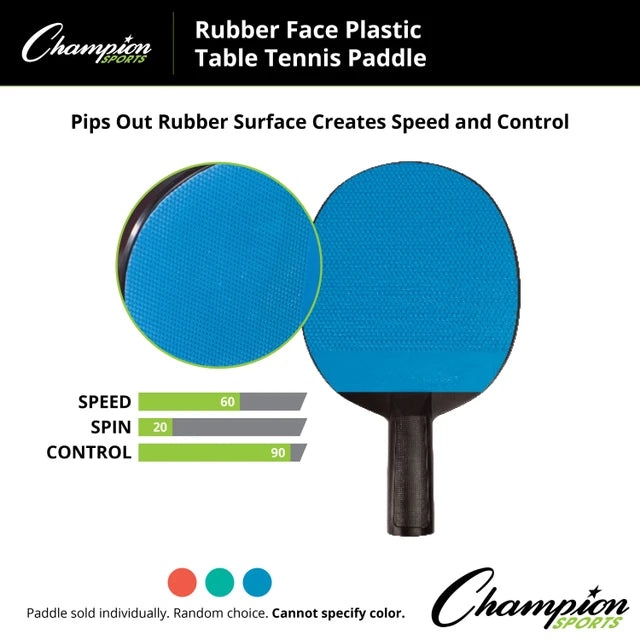 Rubber Face Plastic Table Tennis Paddle