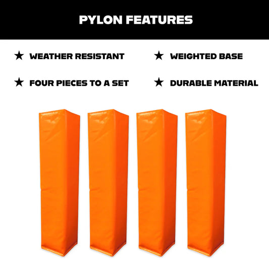 Markwort Football Pylons for Goal Line & End Zone - Orange - 4 Pcs