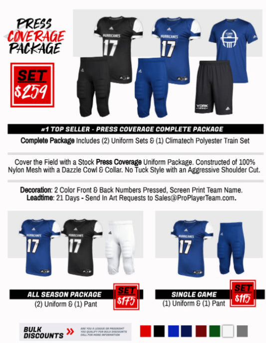 Press Coverage All Season Football Uniform Package