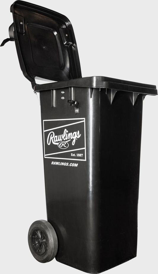 RAWLINGS ROLLING BALL BIN WITH SPRING LOADED BASKET