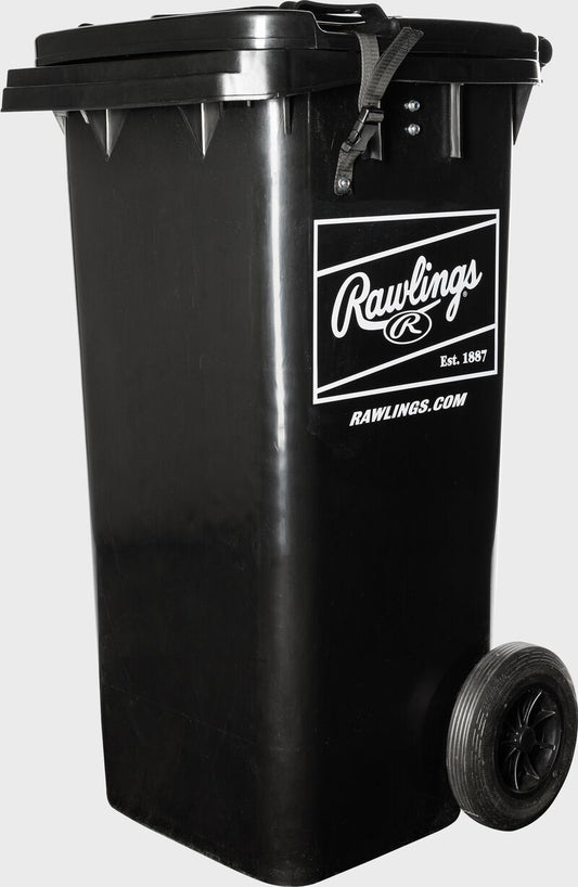 RAWLINGS ROLLING BALL BIN WITH SPRING LOADED BASKET