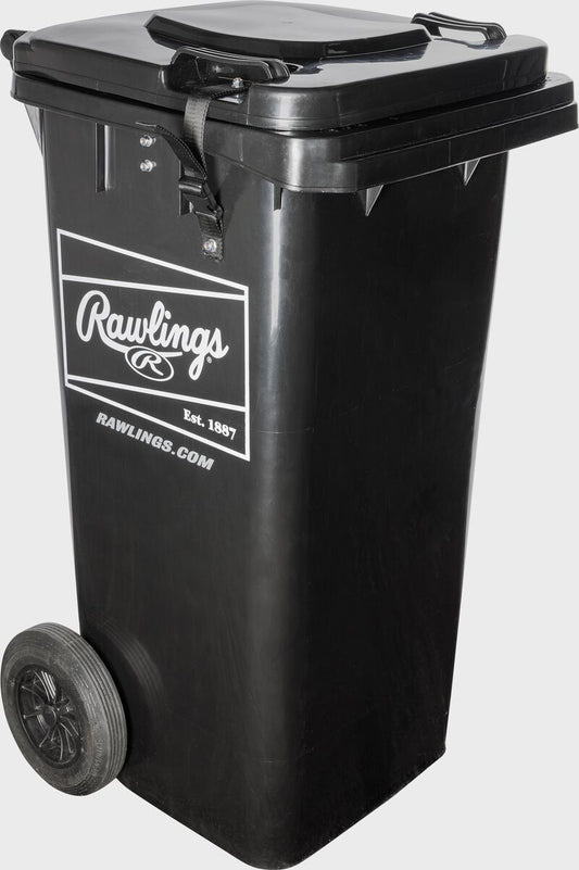 RAWLINGS ROLLING BALL BIN WITH SPRING LOADED BASKET