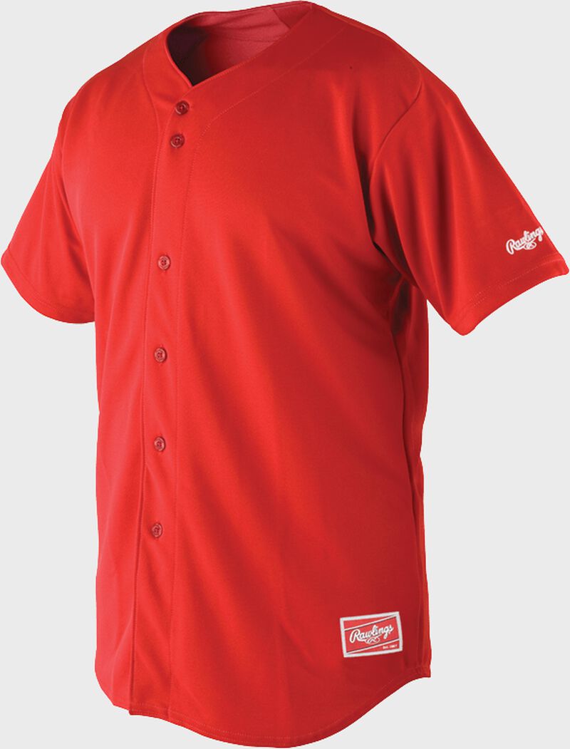 RAWLINGS ADULT PLATED 150 FABRIC FULL-BUTTON JERSEY
