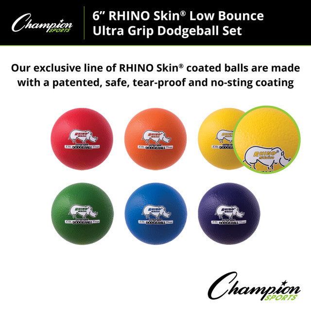 Rhino Skin® Low Bounce Ultra Grip Dodgeball Set