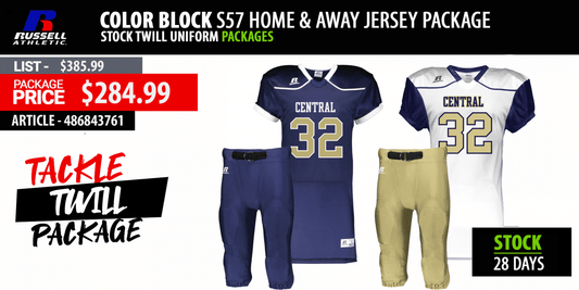 Color Block S57 Home & Away Jersey Stock Twill Uniform Package