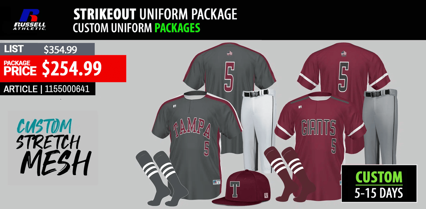 RUSSELL ATHLETIC FREESTYLE STRIKEOUT SUBLIMATED PACKAGE