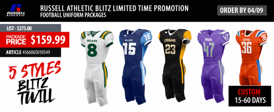 Russell Athletic Blitz Limited Time Promotion Football Uniform Packages