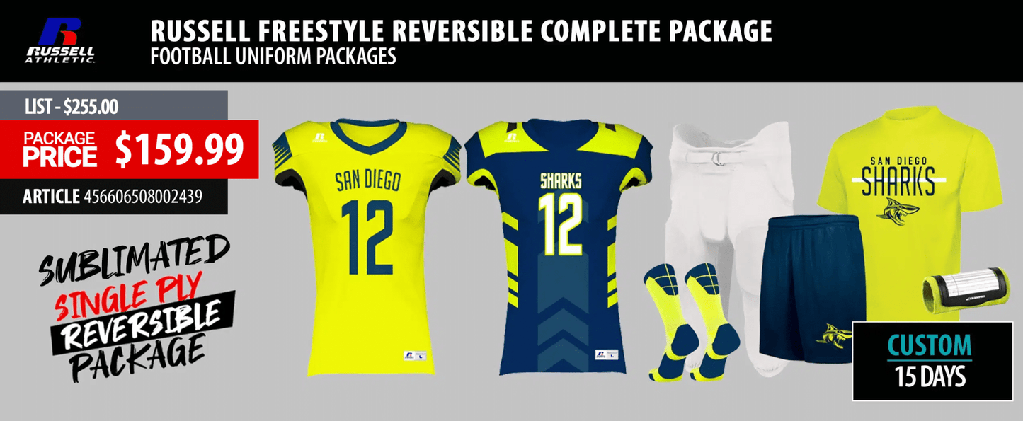 Russell Freestyle Reversible Complete Football Uniform Package