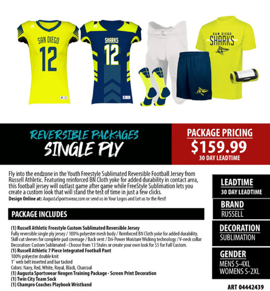 Russell Freestyle Reversible Complete Football Uniform Package