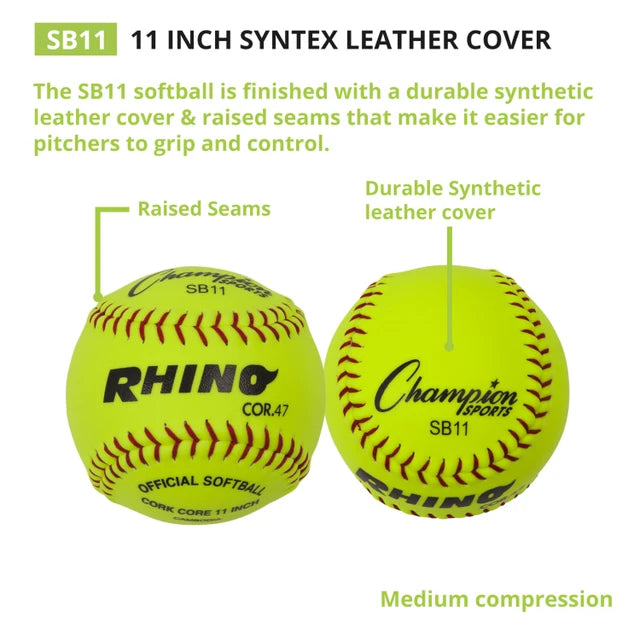 11" Synthetic Leather Cork Core Softball