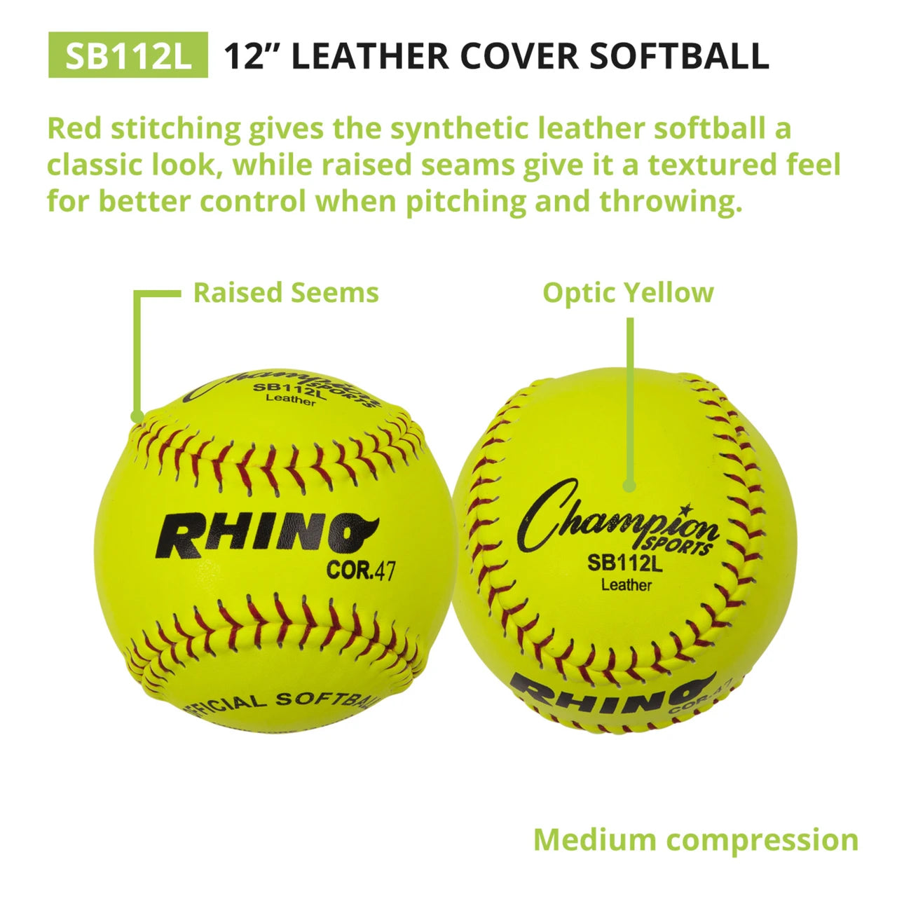 12" Leather Cork Core Softball