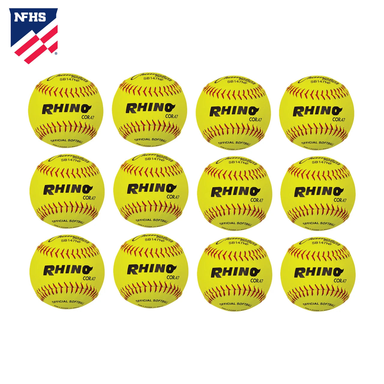 11" Leather Poly Core Softball, NFHS Approved