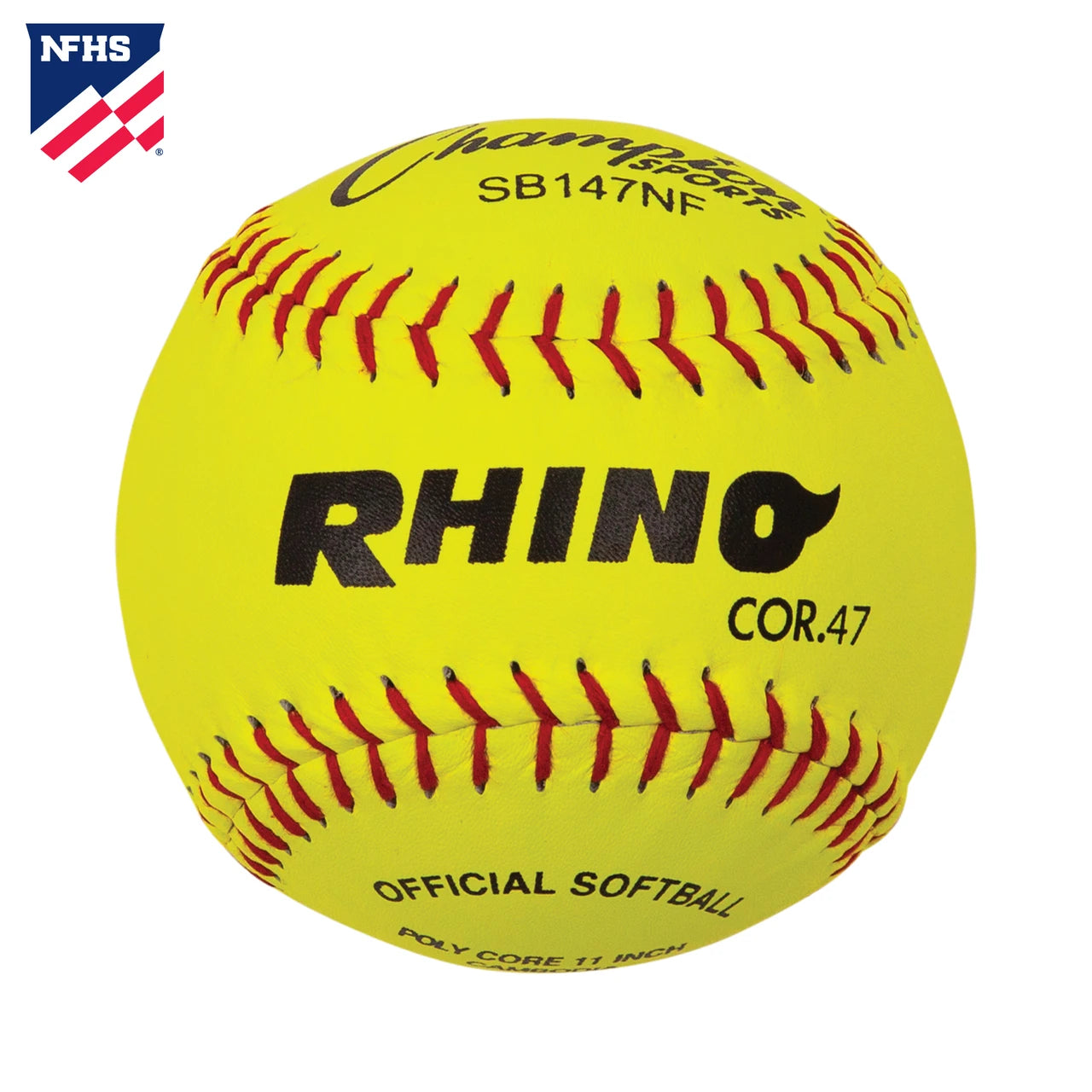 11" Leather Poly Core Softball, NFHS Approved