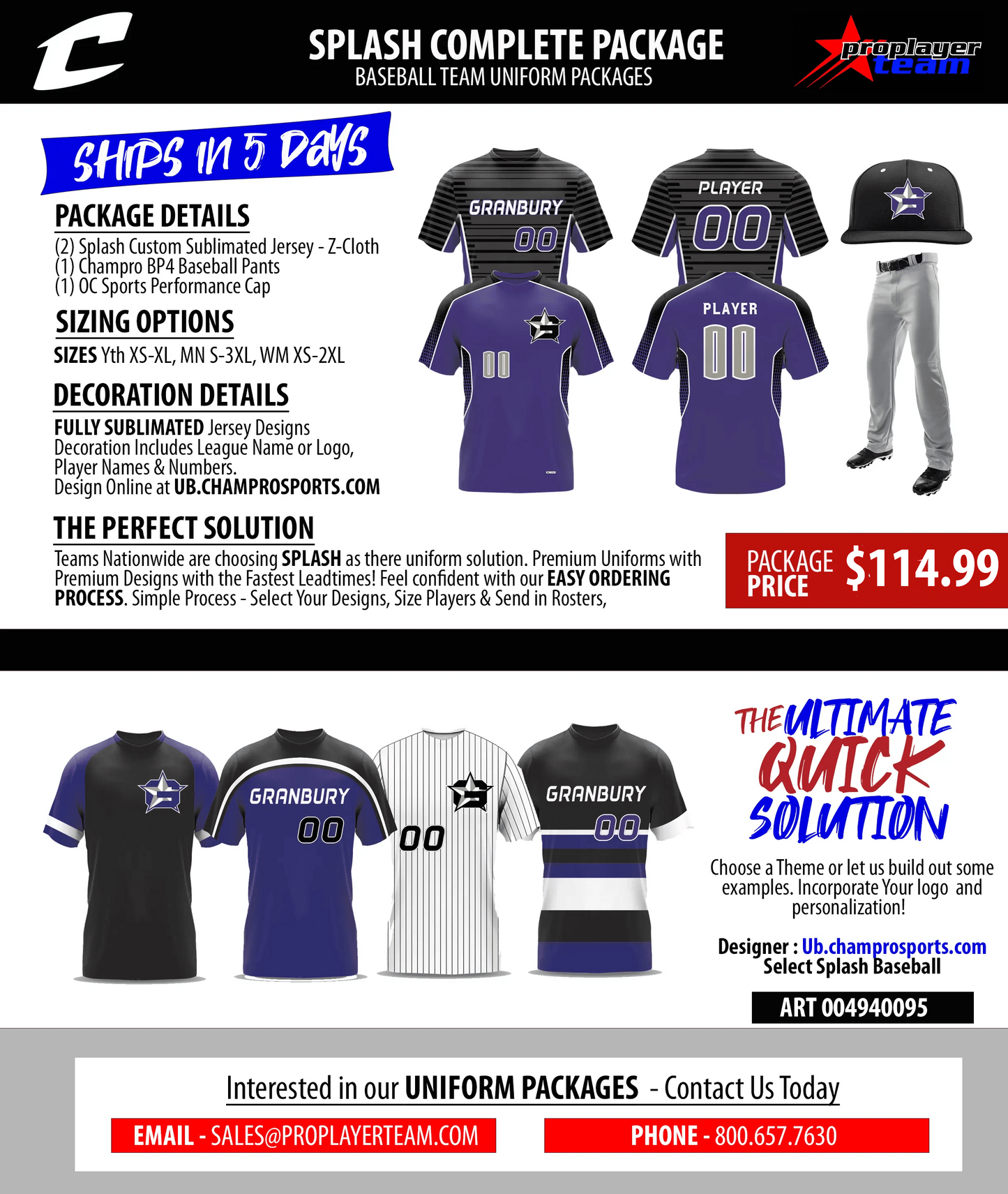 SPLASH BASEBALL COMPLETE  PACKAGE