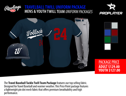 RAWLINGS TRAVEL BALL TWILL UNIFORM PACKAGE