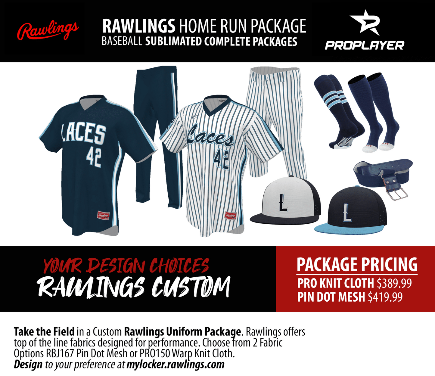 RAWLINGS HOME RUN SUBLIMATED COMPLETE PACKAGES