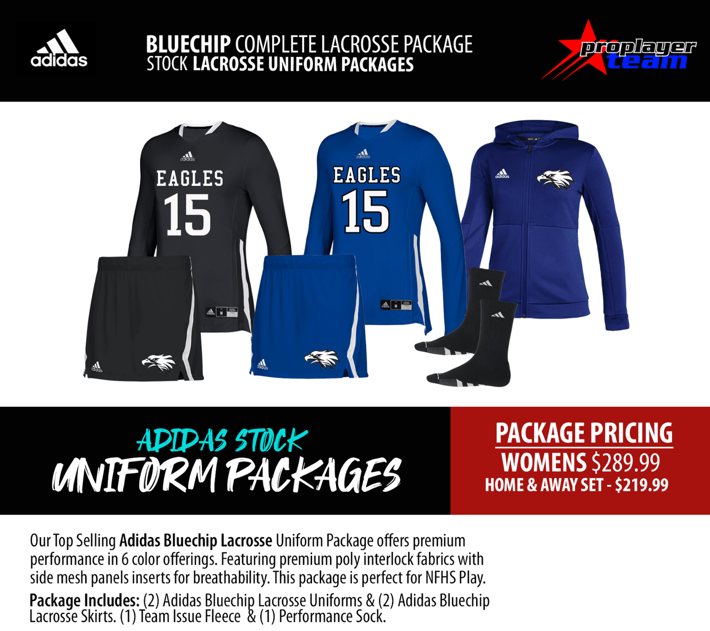 ADIDAS BLUECHIP LADIES LACROSSE PACKAGE