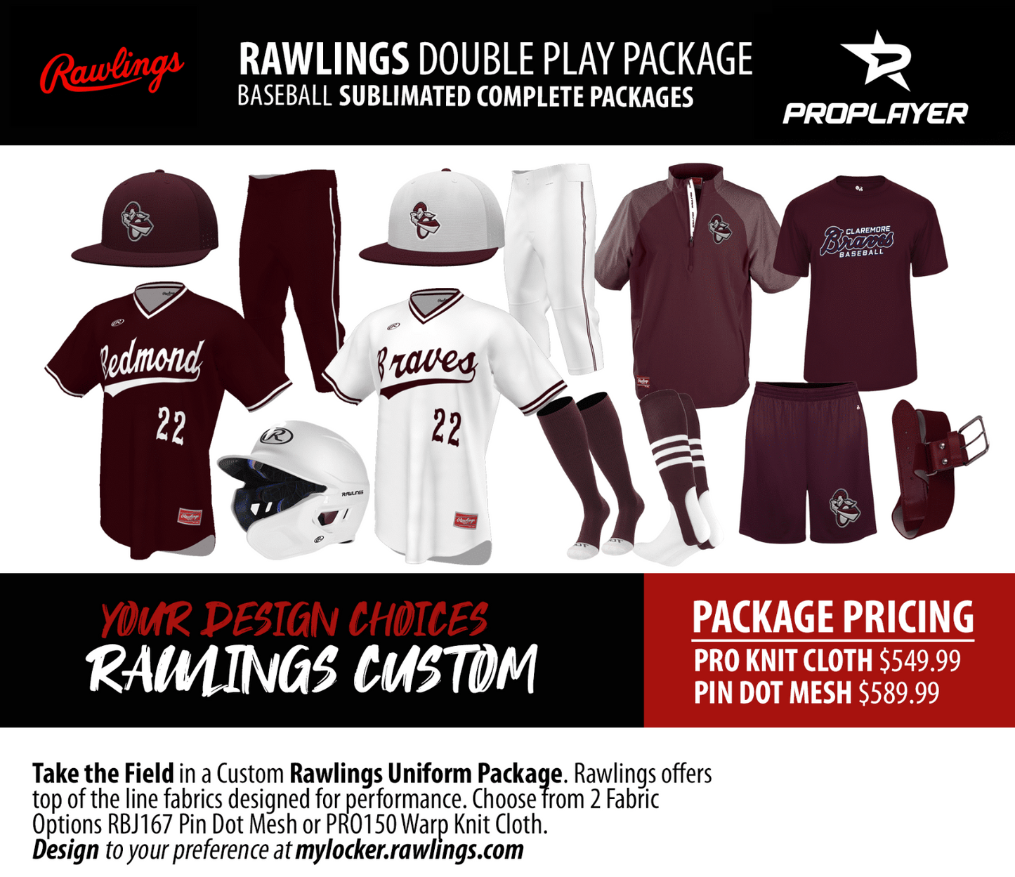 RAWLINGS DOUBLE PLAY SUBLIMATED COMPLETE PACKAGE