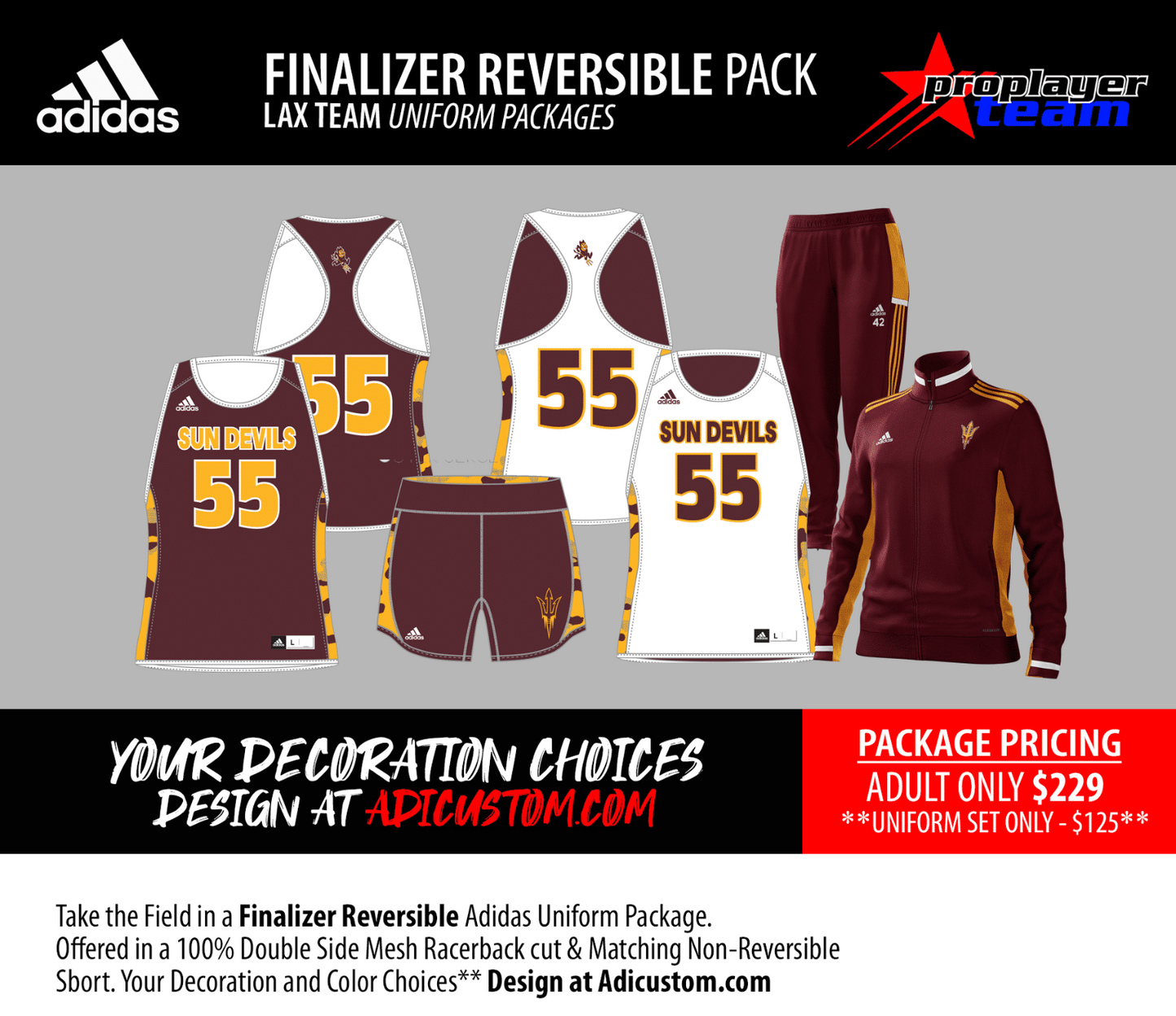 ADIDAS FINALIZER REVERSIBLE LAX TEAM PACKAGE
