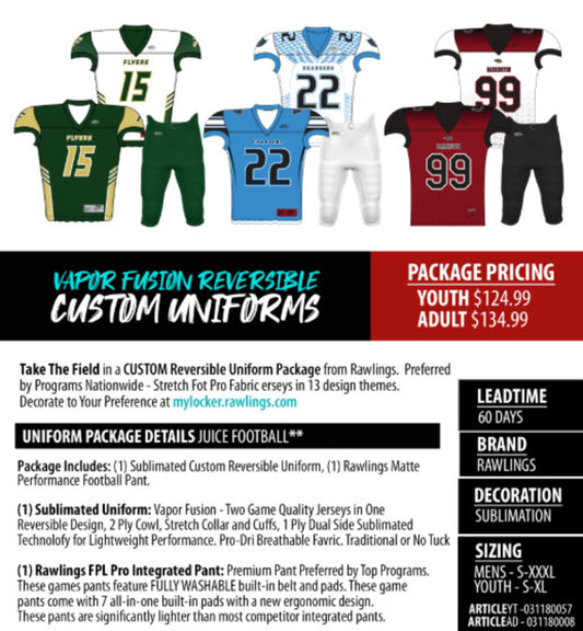 Vapor Fusion Reversible Program Rawlings Custom Football Package