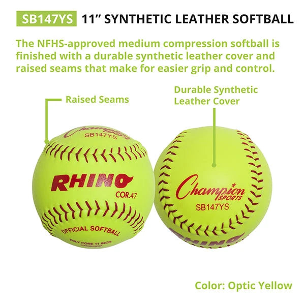 11" Synthetic Leather Poly Core Softball