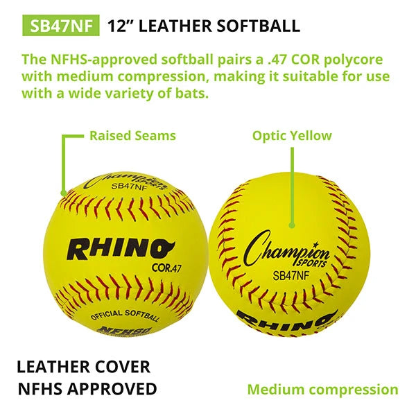 12" Leather Poly Core Softball